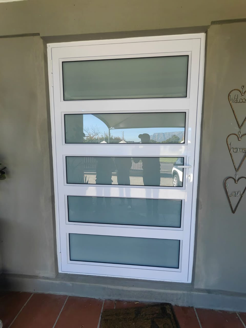 White Five-Panel Glass Entrance Door